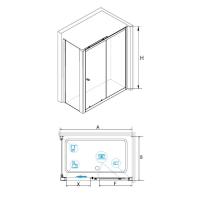 Душевой уголок RGW CL-45-1 (CL-12+Z-060-1) прямоугольный  140*100*185 040945140-011 профиль Хром стекло Прозрачное 5 мм RGW