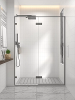 Душевая дверь распашная 1300x2000 цвет профиля Графит брашинг стекло прозрачное осветленное AL-130-00-GR-C4 Premium Veconi