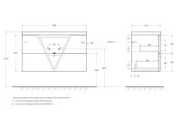 База под раковину подвесная с двумя выкатными ящиками VITTORIA-1000-2C-SO-TB-P BelBagno