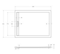 Поддон литой из искусственного мрамора, прямоугольный TRAY-AS-AH-120/90-30-W 1200x900x30 Cezares