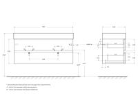 Тумба под раковину с двумя чашами подвесная с двумя выкатными ящиками MOLVENO 46  Beton MOLVENO 46-120-2C-SO-2-BET CEZARES