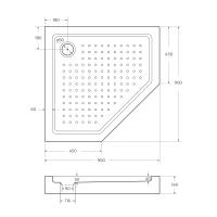 Поддон акриловый, пятиугольный TRAY-A-P-90-15-W0 900x900x150 Cezares