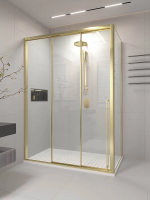 Душевой угол раздвижной 1300х900x2000 цвет профиля Золото брашинг стекло прозрачное PR3/L-SP-13090-01-G-C4 Premium Veconi